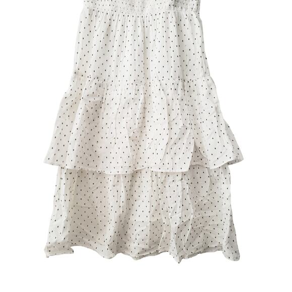 H&M Polkadot Tiered Strapless Midi Dress White Size 10 - Picture 6 of 8